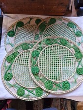 4 Placemats  Columbia Collective Green Woven Wicker  Sandra Design