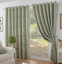 Botanic Chenille Fully Lined Jacquard Eyelet Ring Top Curtains Pair, 3 colours