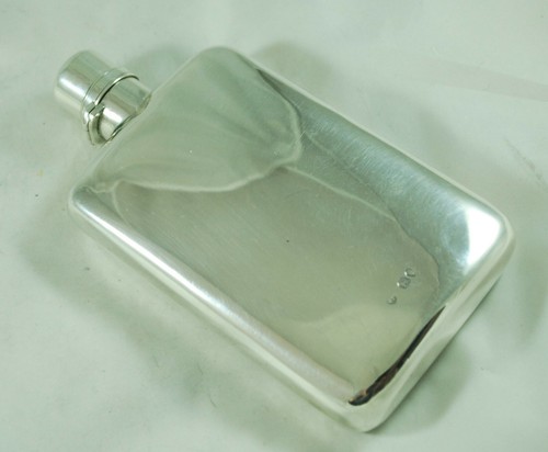Victorian silver hip flask - hip,