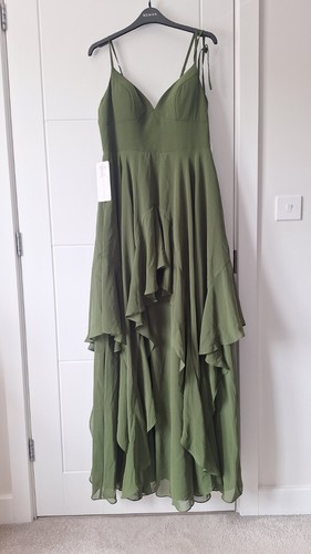 Azazie olive green line - olive, a-line
