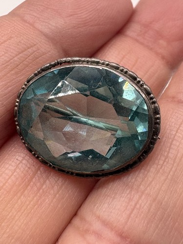 Antique silver tone blue - silver, paste