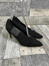 Free People Women's Heels Shoes Size UK 4 Black Florence Velvet Glitter Pumps