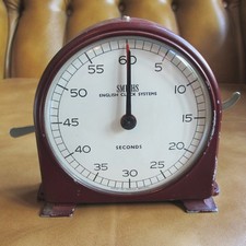 Vintage Smiths Seconds Timer Stop Clock Rare Maroon Colour
