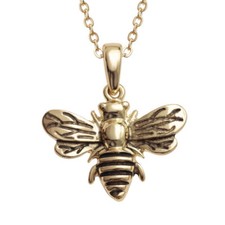 Ladies Womens Girls Gold Bumble Bee Pendant on Gold Necklace and 18 Inch Chain