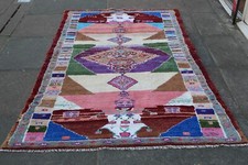 Vintage Hand Made Traditional Cotton Bright Purple Pink Rug 150x103cm