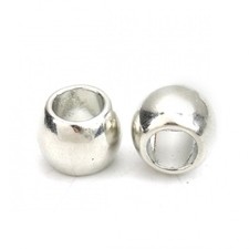Round Spacer Beads Tibetan Silver Smooth 7mm x 6mm Hole 4mm 25pcs