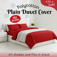 Plain Dyed Duvet Quilt Cover with Matching Pillowcase 100%Polycotton Bedding Set