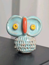 Vintage C1990's Retro Studio Art Pottery Owl Figurine Ornament Hand Made Ceramic