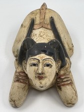 Antique Wooden Chinese Asian Woman Hand Carved & Painted Figurine/Sculpture,