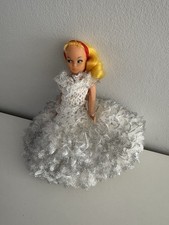 Vintage Kitsch Lace Dress Doll Toilet Roll Cover White