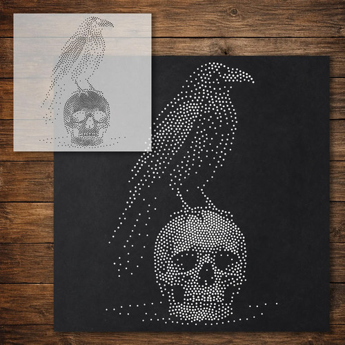 Raven skull stipple art - raven,