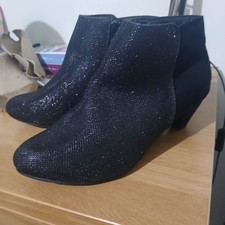 Evans Sparkly Black Ankle Boots Size 8EEE New Without Tags