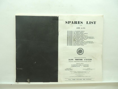 Copy 1959 ajs spares list - 1959,