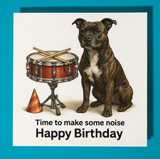 Staffordshire Bull Terrier Happy Birthday Card & Envelope Personalised dog card