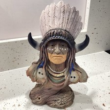 Vintage Native American Indian Sculpture of Sunset by Neil J Rose from 1994