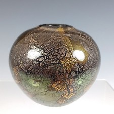 Isle of Wight Studio / Michael Harris 'Azurene Black' Glass Globe Vase