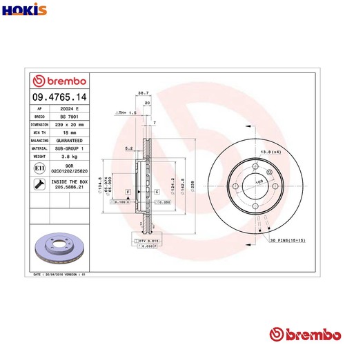 Brake disc 4765 - 09.4765.14, for
