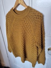 H&M Dark Mustard Chunky Knit Very Oversized Jumper In Size XS / 8