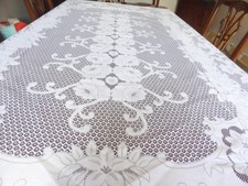 Large lightweight white lace tablecloth -  81 x 56 inches