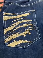 Blue Maharishi Jeans With Golden Dragon Tigerstripe Embroidery Size L 38W 30L