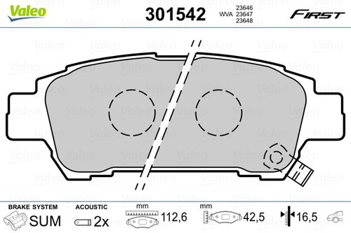 Valeo 301542 brake - 301542, pad