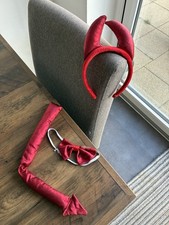 Halloween Red Devil Set Red Devil Horns,Bow Tie & Tail Fancy Dress Set One Size