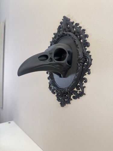 Gothic raven skull wall - wall, decor