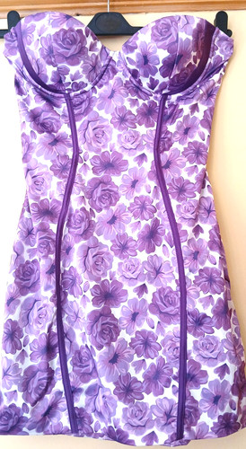 Polly purple satin - , floral