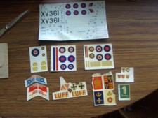 Vintage lot of flags ship & aeroplane model waterslide transfers decals