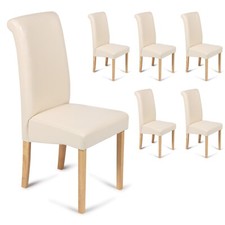 6 Cream Dining Chairs Faux