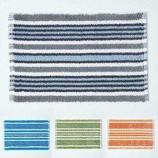 Cotton Striped Bath Mat Non Slip Blue Orange Green Black White Bathroom Mats