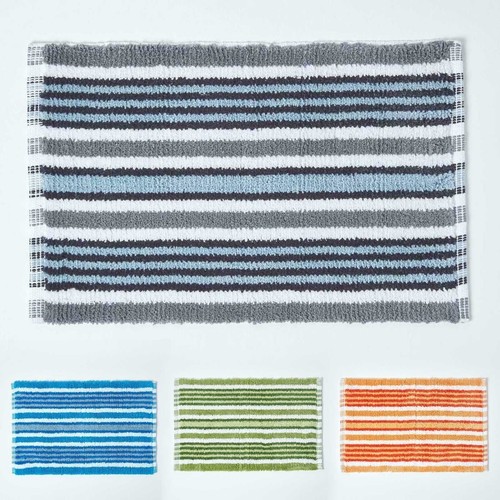 Cotton striped bath mat non - striped,