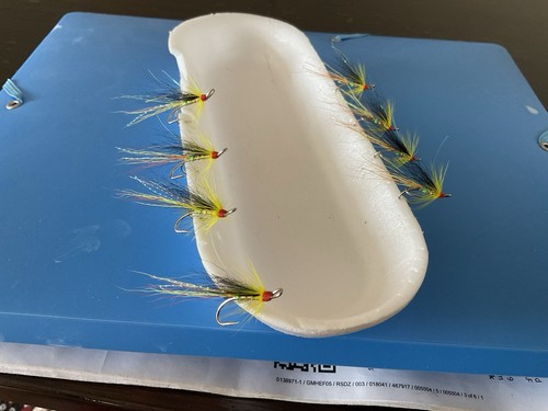 Four salmon flies - salmon, flies,