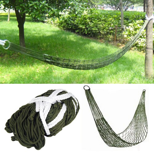 Nylon mesh hammock army - mesh, green