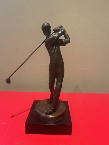 Vintage bronze golfer - bronze, 9.5”