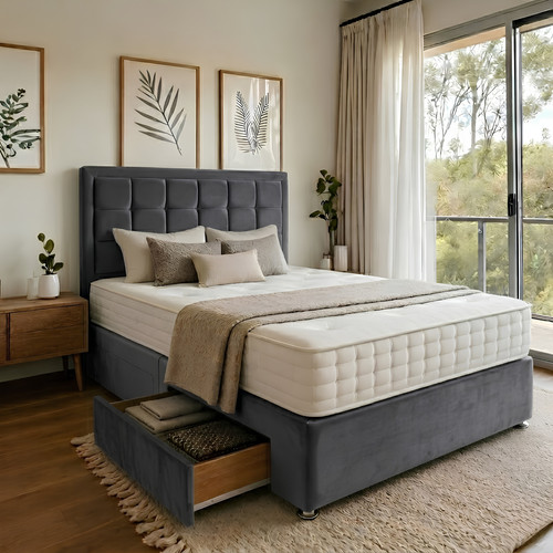 Plush divan bed - set, with