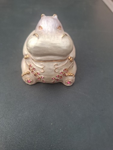 Enameled hippo trinket box - hippo,