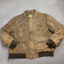 Leather Flying Jacket Adult 2XL XXL Brown Aviator Military Flight Bomber USA Men