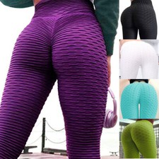 Womens Anti-Cellulite Yoga Pants Leggings Push Up Ruched Sports Gym Trousers NEW