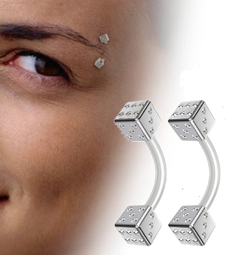 Dice curved eyebrow bar - 2x,
