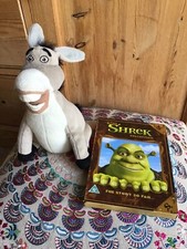 2004 Shrek 2 Laugh & Shake Talking Donkey Soft Plush Toy 8" & DVD Bundle 2 Discs