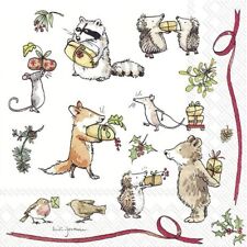 4 x Paper Napkins/33cm/3Ply/Decoupage/Christmas/Animals/Bear/Fox/Owl/Mouse/Birds