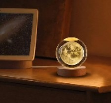 Crystal Ball Night Light LED 3D Etched Galaxy Planet Moon Solar System Lamp