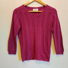Brora Cerise Pink Cable Knit 100% Cashmere Jumper Size 8
