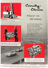 Original 1956 Advert for COVENTRY CLIMAX Fire-Fighting Pumps Vintage Print Ad