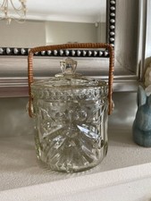 vintage Art Deco glass jar with lid / biscuit barrel ice bucket