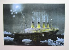 TITANIC 11.5" x 8.0  VERY COLLECTABLE REPLICA PICTURE ON CARD OF TITANIC SINKING