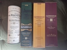 4 X Empty Whisky Boxes / Tubes Packaging Balvenie Bushmills Glenmorangie Rare