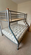 Metal Triple Sleeper Bunk Bed 3ft Single, 4ft6 Double with Mattresses
