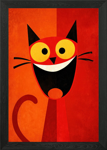 Cartoon red cat with - cat, smile
